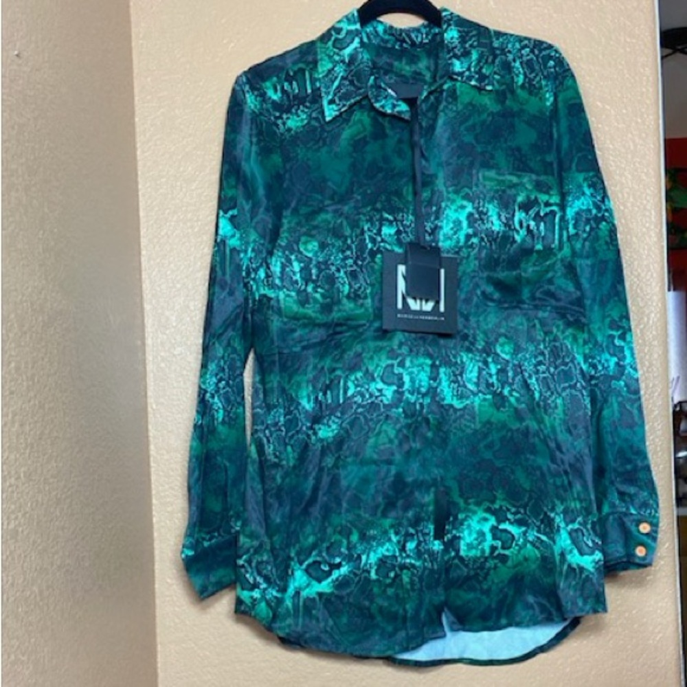 Marcell Von Berlin Green Snake Print Oversized Shirt